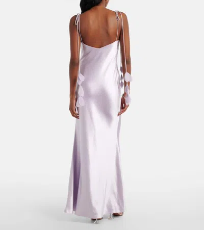 Self-portrait Satin Maxi Dress In Purple