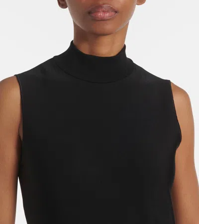 Alaïa Knitted Top With Godet In Black