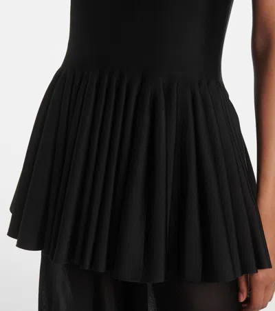 Alaïa Knitted Top With Godet In Black