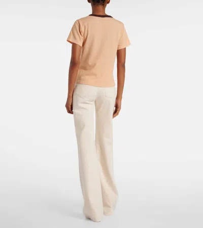 Chloé Women Multicolor Crewneck T-shirt With Maxi Graphic Print On The Front In Wool Blend Woman In Neutral