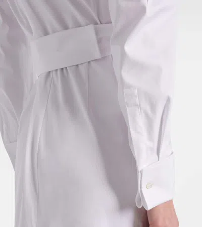 Max Mara Waist Belted French Cuffs Long Sleeve Midi Dress In White