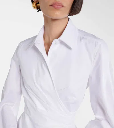 Max Mara Waist Belted French Cuffs Long Sleeve Midi Dress In White