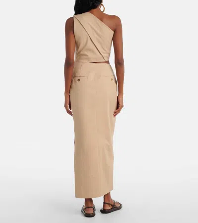 Max Mara Nievo Twill One Shoulder Cutout Dress In Neutrals