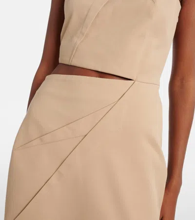 Max Mara Nievo Twill One Shoulder Cutout Dress In Neutrals