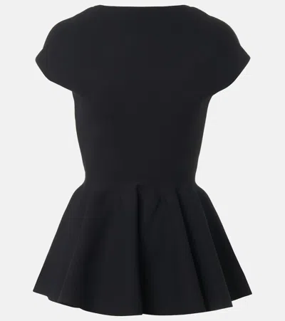 Alaïa Knitted Skater Dress In Black