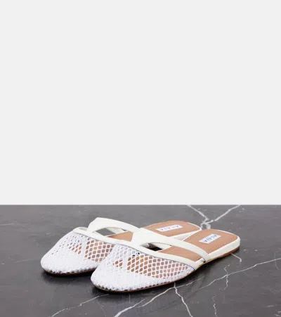 Alaïa Net Leather Thong Mules In White