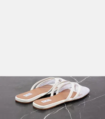 Alaïa Net Leather Thong Mules In White
