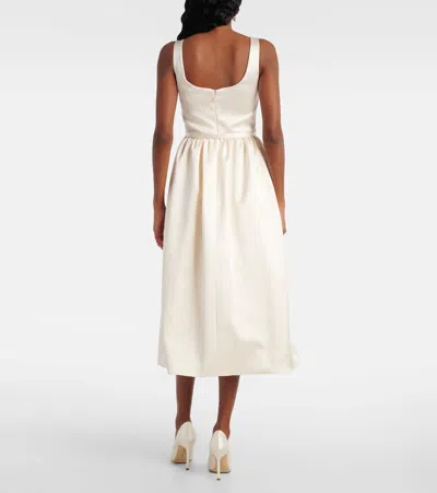 Self-portrait Floral-appliqué Satin Midi Dress In Multicolor