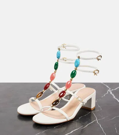Gianvito Rossi 45 Embellished Leather Sandals In White