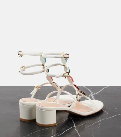 Gianvito Rossi 45 Embellished Leather Sandals In White