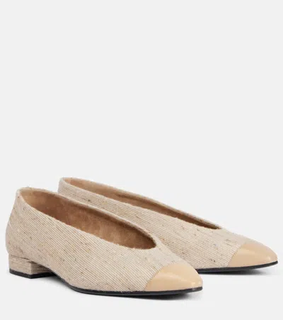 Loro Piana Rebecca Leather-trimmed Ballet Flats In Beige
