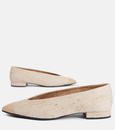 Loro Piana Rebecca Leather-trimmed Ballet Flats In Beige