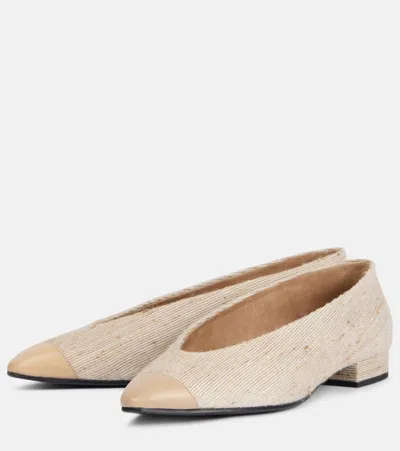 Loro Piana Rebecca Leather-trimmed Ballet Flats In Beige