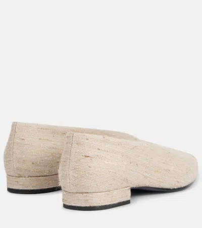 Loro Piana Rebecca Leather-trimmed Ballet Flats In Beige