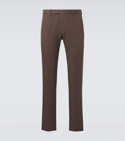 Zegna Men's Cotton And Linen Pants In Brown
