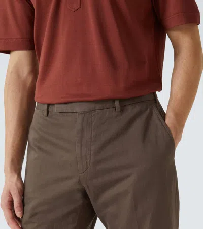 Zegna Men's Cotton And Linen Pants In Brown
