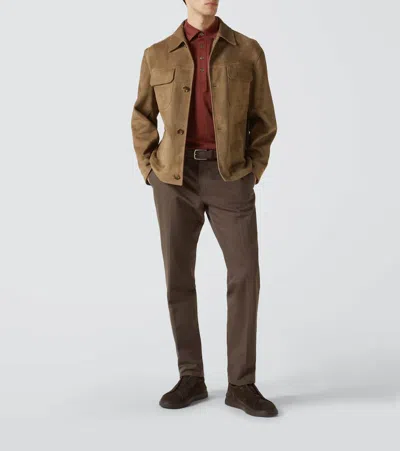 Zegna Men's Cotton And Linen Pants In Brown