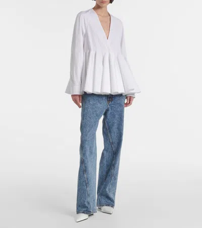 Alaïa Flared Long-sleeved Shirt In White