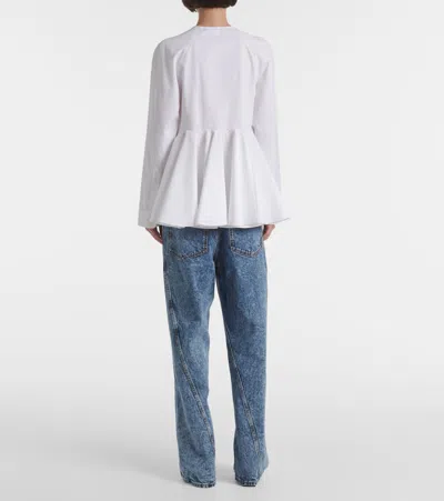 Alaïa Flared Long-sleeved Shirt In White