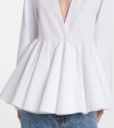 Alaïa Flared Long-sleeved Shirt In White