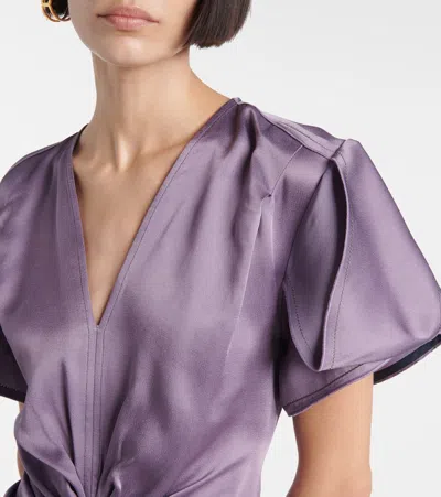 Victoria Beckham Dress With Gathered Details In Purple
