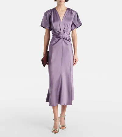 Victoria Beckham Dress With Gathered Details In Purple