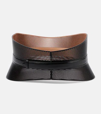 Alaïa Neo Bustier Laser-cut Leather Belt In Black