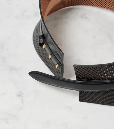 Alaïa Neo Bustier Laser-cut Leather Belt In Black