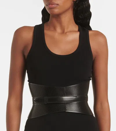 Alaïa Neo Bustier Laser-cut Leather Belt In Black
