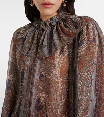 Saint Laurent Paisley Button Down Sheer Blouse In Multicoloured