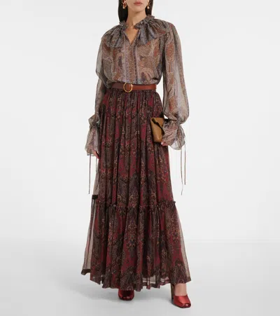 Saint Laurent Paisley Button Down Sheer Blouse In Multicoloured