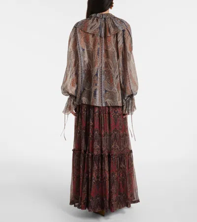 Saint Laurent Paisley Button Down Sheer Blouse In Multicoloured