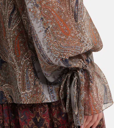 Saint Laurent Paisley Button Down Sheer Blouse In Multicoloured
