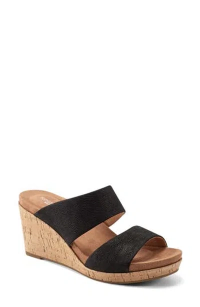 Rockport Women's Briah Ii Slide Slip-on Wedge Sandals In Black