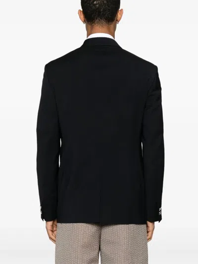 Fendi Straight-cut Double Breasted Wool Jacket Clothing In Black