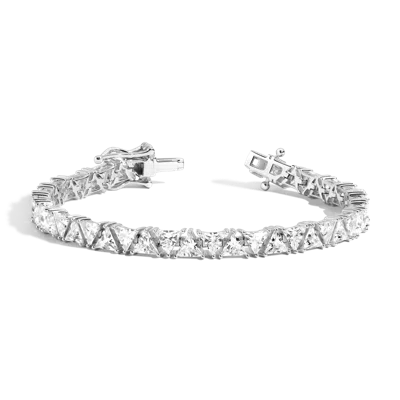 Aurate New York Lab Grown White Sapphire Trillion Tennis Bracelet In White