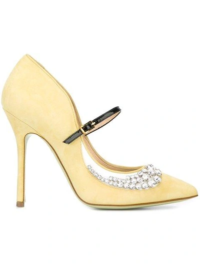 Giannico Embellished 'new Margot' Pumps In Light Yellow