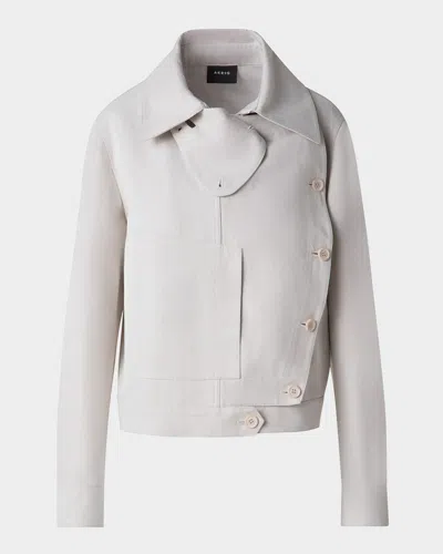 Akris Arno Asymmetric Boxy Trench Jacket In Greige