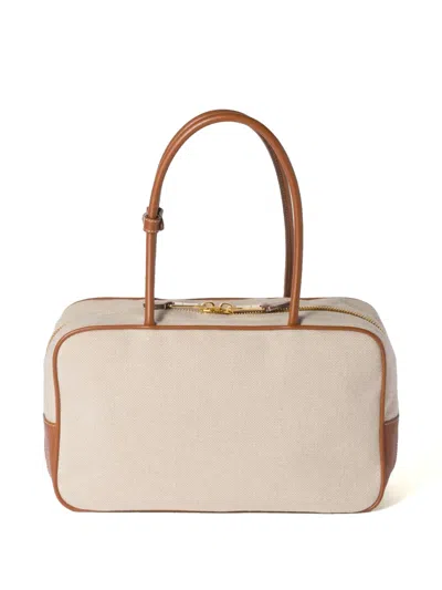 Miu Miu Large Beau Canvas Shoulder Bag In Neutral