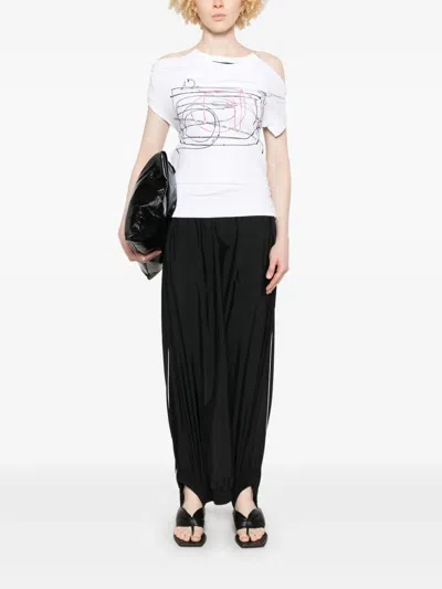 Alainpaul Printed Elasticated-straps T-shirt In White