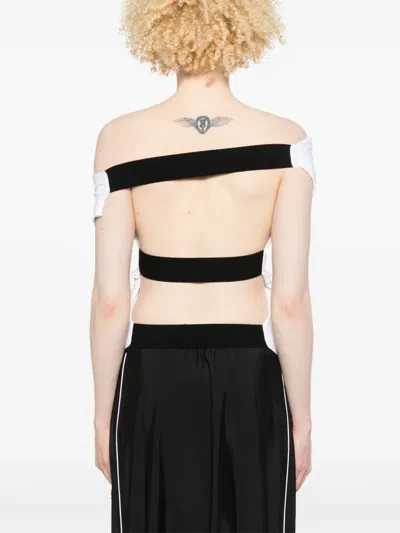 Alainpaul Printed Elasticated-straps T-shirt In White