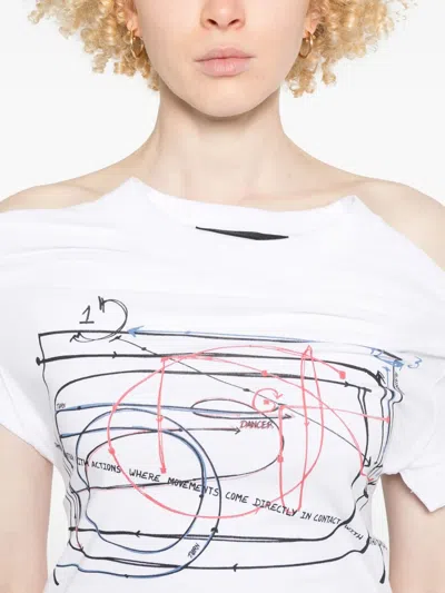 Alainpaul Printed Elasticated-straps T-shirt In White
