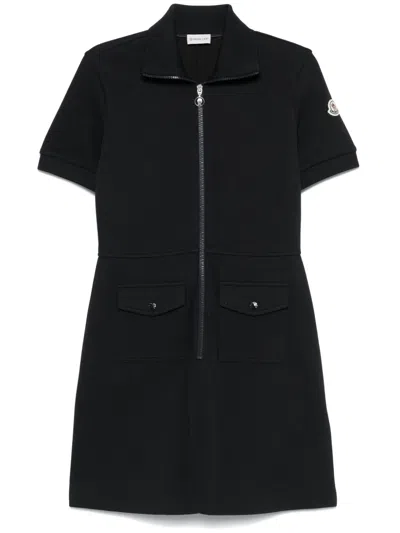 Moncler Women's Cotton Blend Polo Dress In Blue