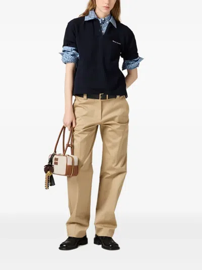 Miu Miu Canvas-leather Beau Top-handle Bag In Neutrals