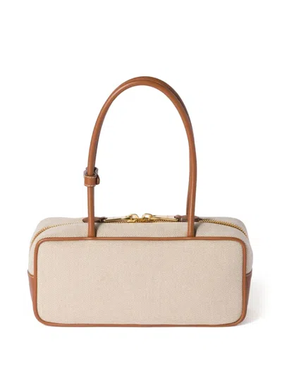 Miu Miu Canvas-leather Beau Top-handle Bag In Neutrals
