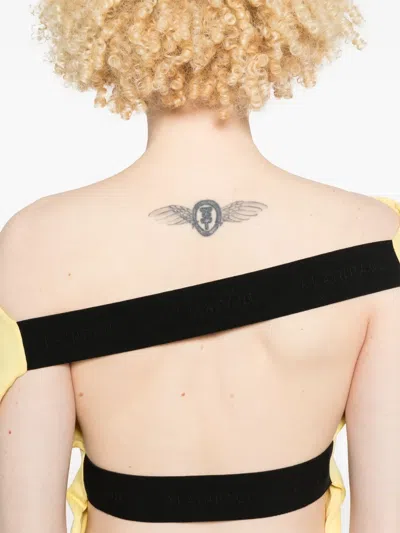 Alainpaul Printed Elasticated-straps T-shirt In Yellow
