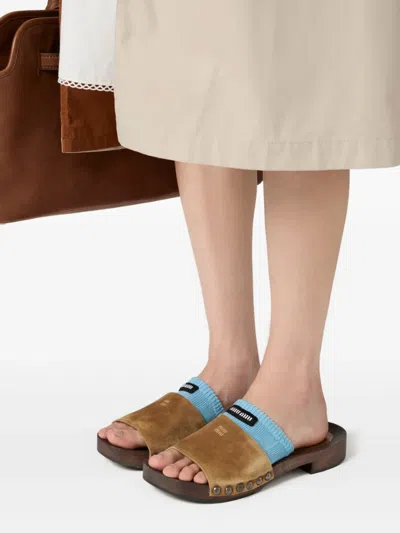 Miu Miu Women Leather Sandals In Multi