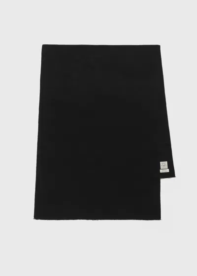 Totême Wide Classic Wool Scarf Black In Black