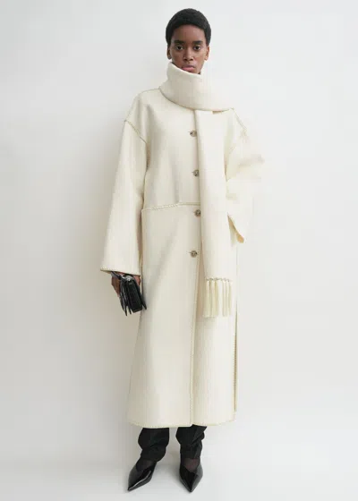Totême Embroidered Scarf Coat Off White