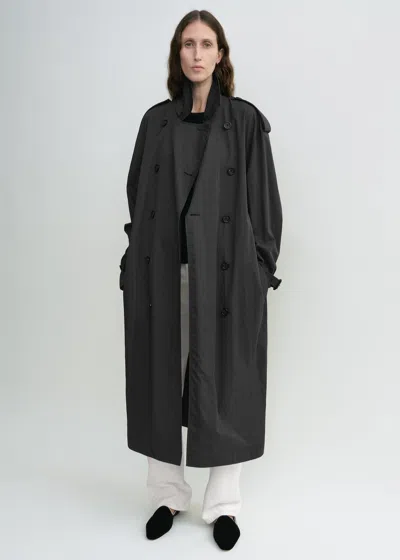 Totême Shield Oversized Double-breasted Wool-blend Coat In Washed Black